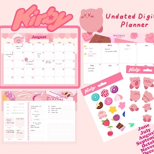 Lindo planificador digital de bffet de ensueño de Kirby / Plantillas Goodnotes / Diario de balas digitales / sin fecha