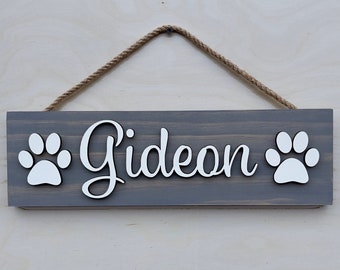 Pet Name Sign, 3D Pet Name Sign, Custom Pet Name Sign, Personalized Dog Name Sign, Cat Paw Sign, Pet Food Area Sign