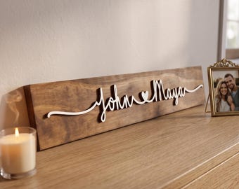Personalized Couple Name Sign | Custom Wood Name Sign | Wedding Gift | Anniversary Gift | Engagement Gift | Valentine's Day Gift