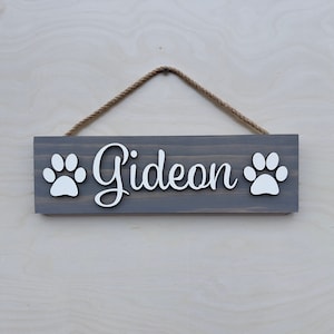 Custom 3D Pet Name Sign | Personalized Dog or Cat Paw Sign for Food Area