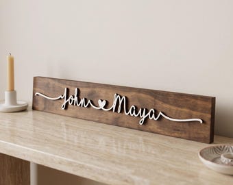 Personalized Couple Name Sign | Custom Wood Name Sign | Wedding Gift | Anniversary Gift | Engagement Gift | Valentine's Day Gift