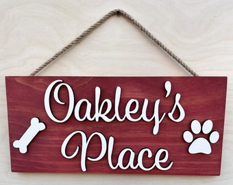 Dog Name Sign, 3D Dog Name Sign, Custom Dog Name Sign, Personalized Dog Name Sign, Dog Paw Sign, Dog Food Area Sign, Dog Sign