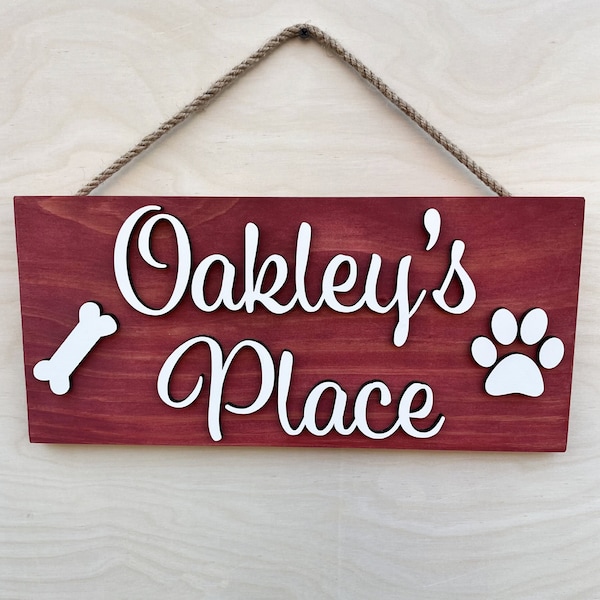 Dog Name Sign, 3D Dog Name Sign, Custom Dog Name Sign, Personalized Dog Name Sign, Dog Paw Sign, Dog Food Area Sign, Dog Sign