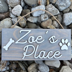 Dog Name Sign, 3D Dog Name Sign, Custom Dog Name Sign, Personalized Dog Name Sign, Dog Paw Sign, Dog Food Area Sign