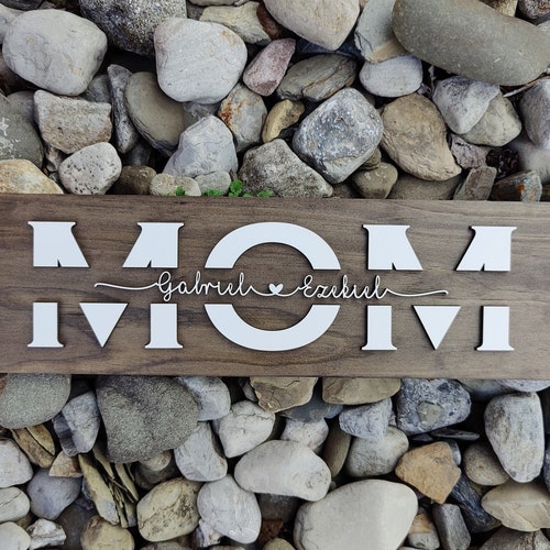 Mom Wood Sign With Kids Names Mother's Day Birthday Gift - Etsy