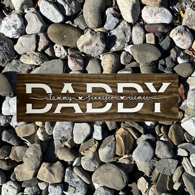 Daddy Wood Sign With Kids Names, Birthday Gift for Dad, Personalized ...