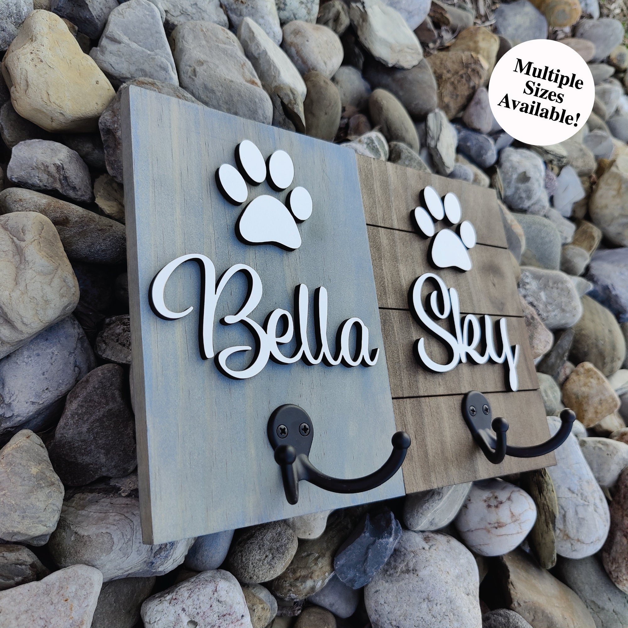 Personalized Pet Leash Holder, Custom dog collar holder, Pet Sign, Dog Sign, Gifts for her, Dog Lover Gift