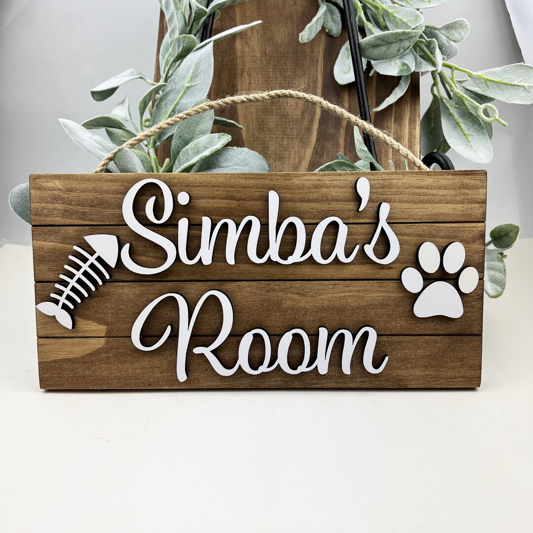 View of Custom Cat Name Sign | 3D Personalized Cat Name | Cat Paw Sign | Pet ...