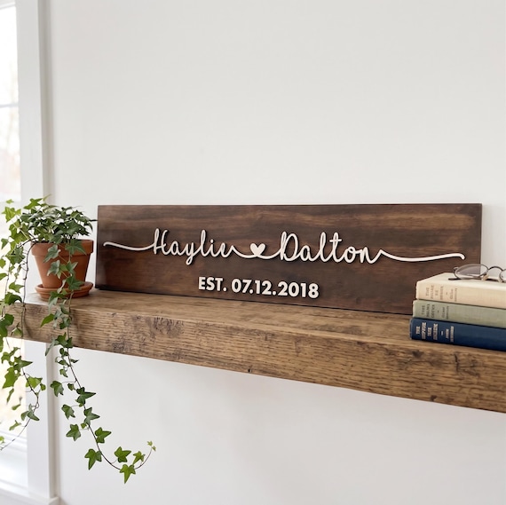 Personalized Couple Name Sign with Established Date | Custom Wedding & Anniversary Gift | Handmade Wood Sign