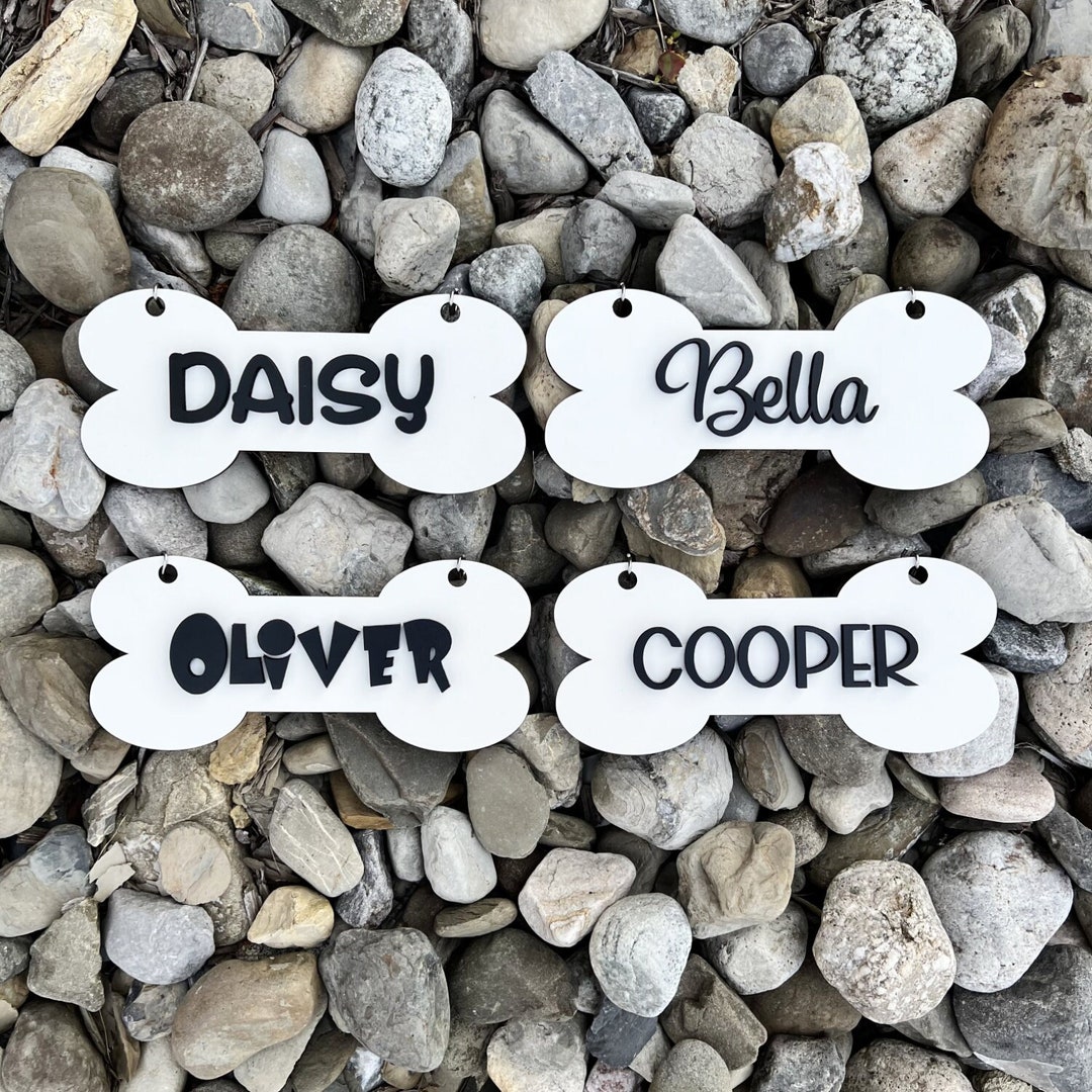 Personalized 3D Lettering Boneshaped Pet Crate Tag, Crate Sign With 3D