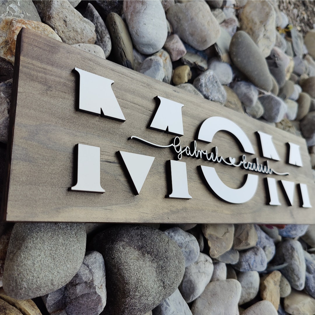 Mom Example. Sign Mom Wood Sign With Kids Names, Mother's Day, Birthday Gift for Mom ...