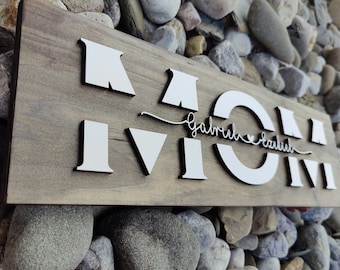 Letrero de madera para mamá con nombres de niños, Día de la Madre, regalo de cumpleaños para mamá, letrero personalizado para mamá, regalo de hija, letrero para mamá, regalo de hijo