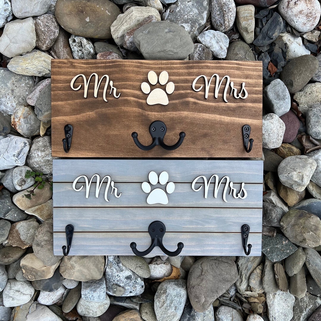 Mr & Mrs Key Holder, Pet Leash Holder, Pet Lover Gift, Dog Lover Gift