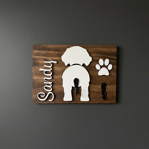 Soporte personalizado para correa de perro para pared / Gancho para correa con nombre / Regalo personalizado para mascotas, organizador para recibidor, regalo para mamás perrunas