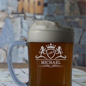 Beer mug with personal engraving of name and year of birth - 500 ml capacity - beer glass wheat glass