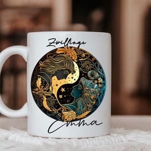Mug personalized zodiac sign Gemini name | Coffee mug personalized horoscope Gemini desired name