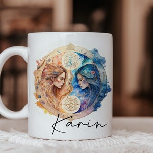 Mug personalized zodiac sign Gemini name | Coffee mug personalized horoscope Gemini desired name