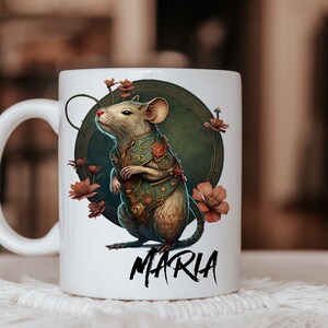 Mug personalized Chinese zodiac rat name | Coffee mug personalized Chinese horoscope rat desired name