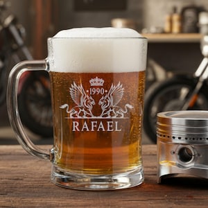Bierkrug mit persönlicher Gravur von Name und Geburtsjahr - 500 ml Fassungsvermögen - Bierglas Weizenglas