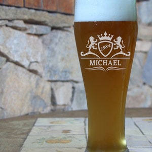 Wheat glass with personal engraving of name and year of birth - 500 ml capacity