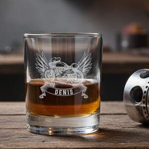 Whisky glass biker personalized with name - custom engraving motorcycle 4 - Cafe Racer