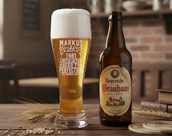 Weizenglas personalisiert Name und Geburtsjahr | Weißbierglas persönlich graviert