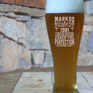 Wheat glass with personal engraving of name and year of birth - 500 ml capacity