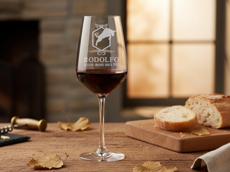 Red wine glass engraved with name and year of birth - personalized wine goblet made of crystal glass image 8