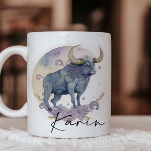 Copo personalizado signo do zodíaco nome Touro | Horóscopo personalizado de xícara de café, nome desejado de Touro