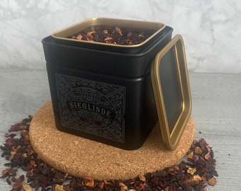 Tea tin personalized name and year of birth desired engraving | Tea pot specially name engraved | Tea box custom name engraving