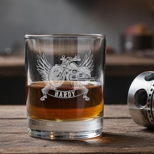 Whisky glass biker personalized with name - custom engraving motorcycle 3 - Chopper
