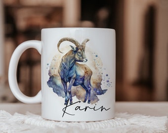 Mug personalized zodiac sign Capricorn name | Coffee mug personalized horoscope Capricorn desired name