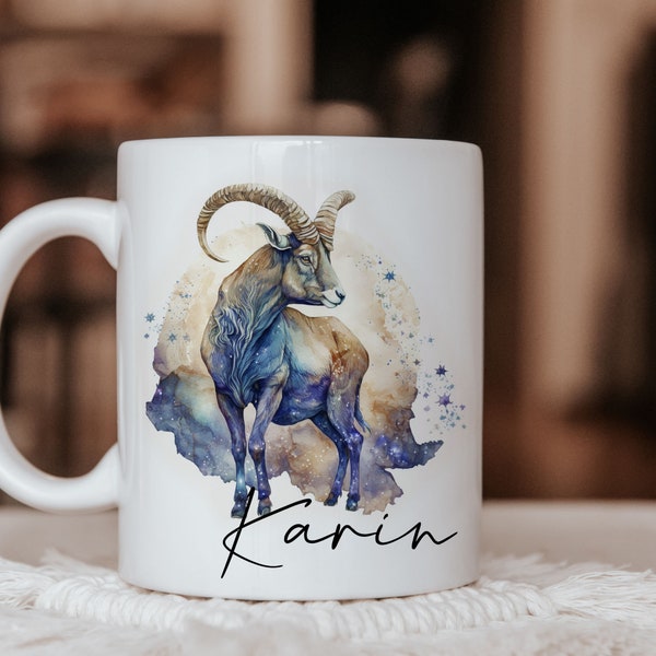 Tasse personalisiert Sternzeichen Steinbock Name | Kaffeetasse personalisiert Horoskop Capricorn Wunschname