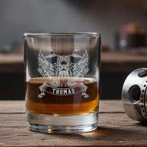 Whisky glass biker personalized with name - custom engraving motorcycle 2 - Bike Kolben