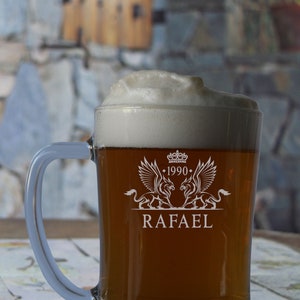 Beer mug with personal engraving of name and year of birth - 500 ml capacity - beer glass wheat glass