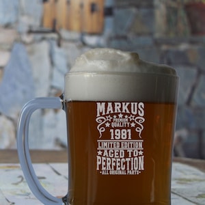 Beer mug with personal engraving of name and year of birth - 500 ml capacity - beer glass wheat glass