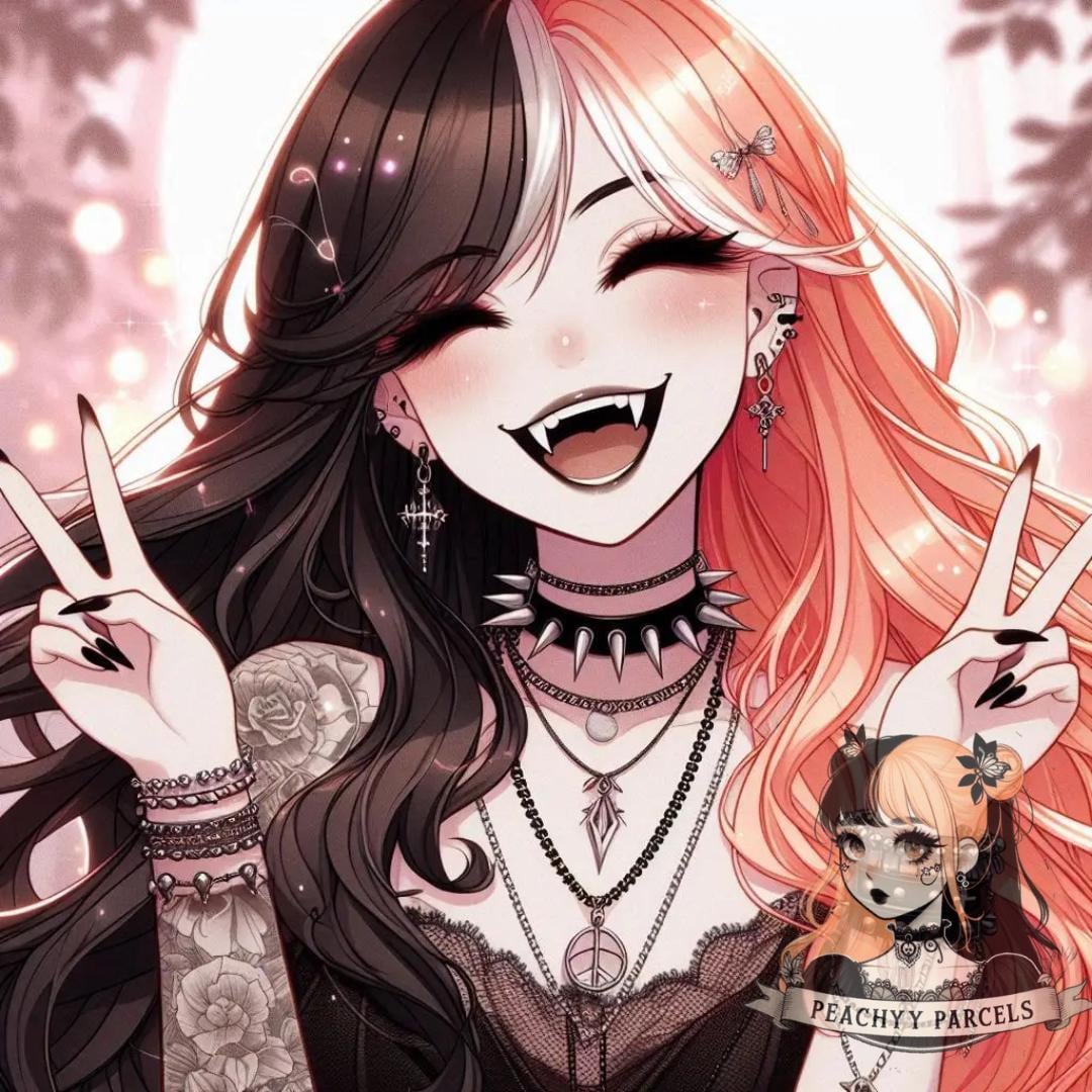 Kawaii Vampire Anime Print: Goth Girl Halloween Decor (digital