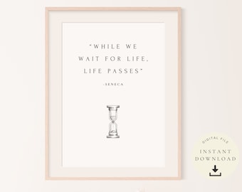 Stoic Art, Philosophy Poster, Seneca Quote, Stoicism Poster, Memento Mori, Inspirational Print, Ancient Wisdom Words, Wall Art, Life