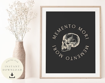 Stoicism Print, Memento Mori Poster, Death Art, Stoic Quote, Occult, Dark Wall, Life Calendar, Latin Digital Print, Ancient Wisdom Words