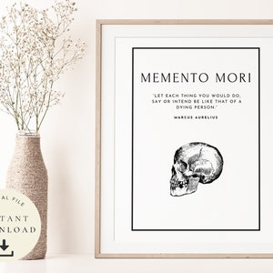 Memento Mori Print, Marcus Aurelius Quote, Stoicism Poster, Stoic Art, Motivational Quotes, Instant Download, Aesthetic Room Decor, Seneca
