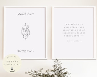 Amor Fati Poster, Stoic Quote, Stoicism Gift, Motivational Prints, Philosophy Art, Inspirational Saying, Philosophical, Love of Fate