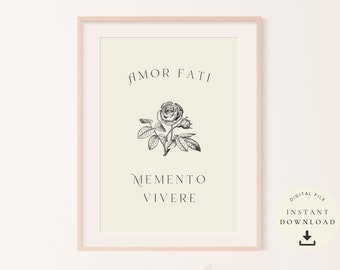 Memento Mori Print, Amor Fati, Gift for Stoic, Stoicism Poster, Philosophical Quotes, Motivational Art, Inspirational, Roman Philosophy