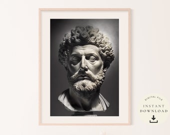 Retrato de Marco Aurelio, regalo para estoico, lámina del emperador romano, autor de Meditaciones, arte inspirador, póster histórico, motivacional