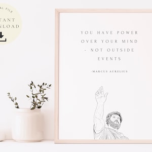 Arte de pared estoico, Diseño de Marco Aurelio, Decoración de filosofía, Cita estoica digital, Regalo filosófico, Motivación, Inspiración