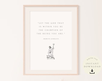 Marcus Aurelius Poster, Stoic Quote, Stoicism Art, Inspirational Gift, Philosopher King, Motivational Print, Love of Fate, Ancient Wisdom