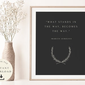 What stands in the way becomes the way quote, Marcus Aurelius Poster, Gift for Stoicism lover, Stoic Philosophy, Philosophical art
