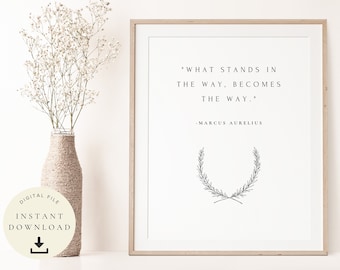 Marcus Aurelius, Stoic Meditations, Stoicism Gift, Motivational Poster, Philosophy Poster, Roman Emperor, Life Quote, Amor Fati, Wisdom Wall
