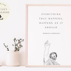 Filosofía estoica, Impresión de estoicismo, Cartel Marco Aurelio, Arte inspirador, Filosófico, Filosofía, Citas motivacionales, Meditaciones
