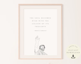 Mark Aurelius Design, Kunstdruck Stoa, Inspiration Zitat, Stoizismus Philosophie Bild, Philosophisches Geschenk, Motivation Poster, Wand Kunst
