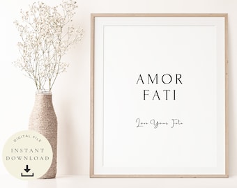 Amor Fati Print, Stoic Poster, Stoicism Art, Marcus Aurelius Quote, Motivational Wall, Inspirational Saying, Philosopher Decor, Love of Fate